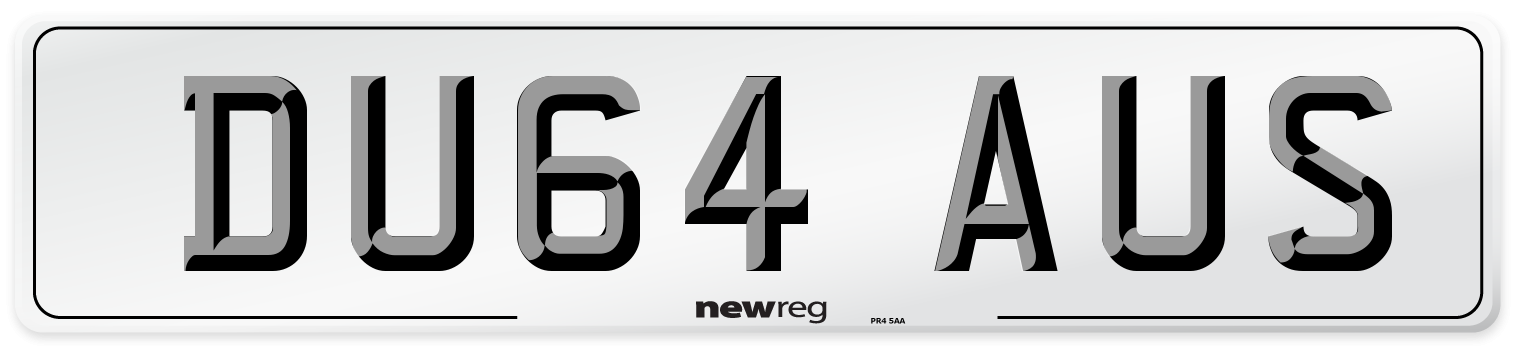 DU64 AUS Number Plate from New Reg